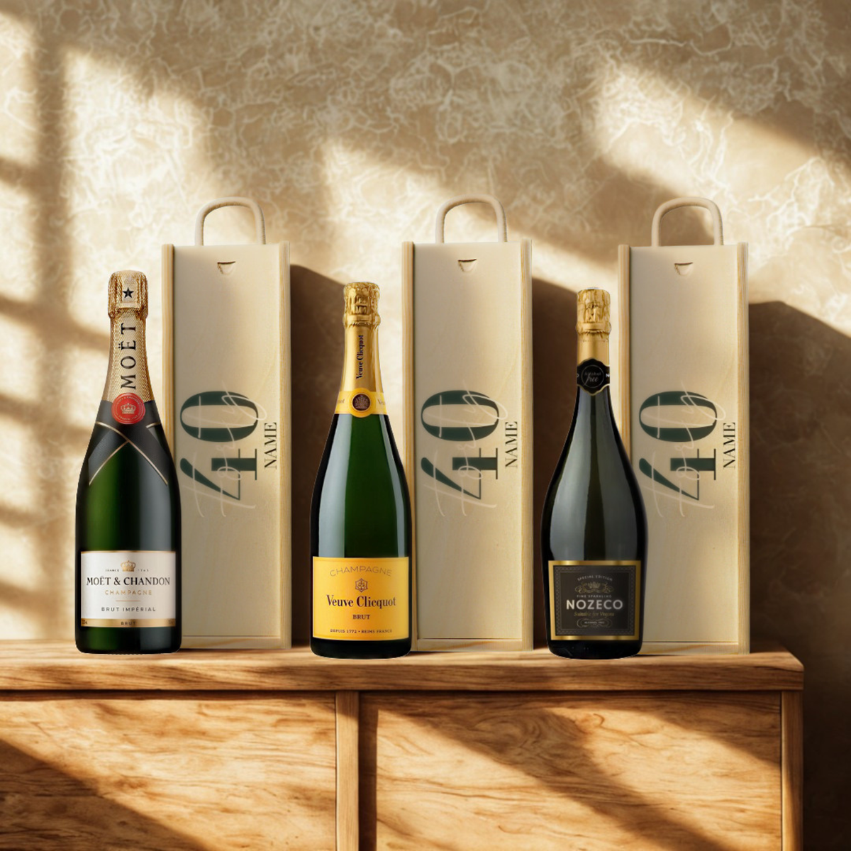 Personalised 40th Birthday Champagne Gift Set – 75cl Luxury Champagne with Personalised Lid