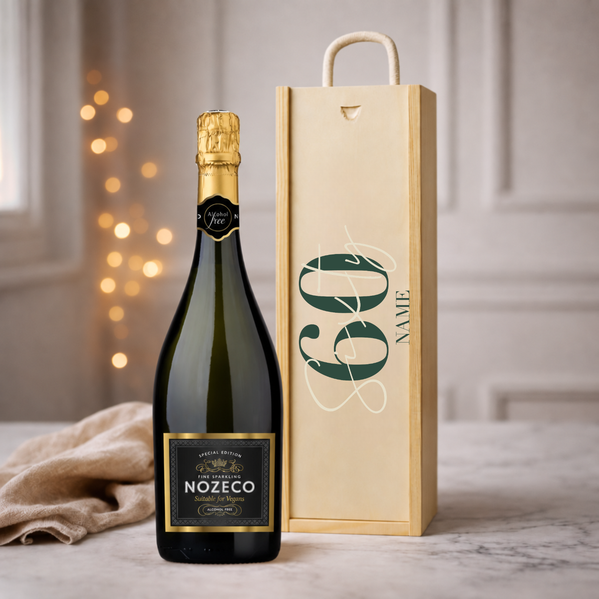 Personalised 60th Birthday Champagne Gift Set – 75cl Luxury Champagne with Personalised Lid