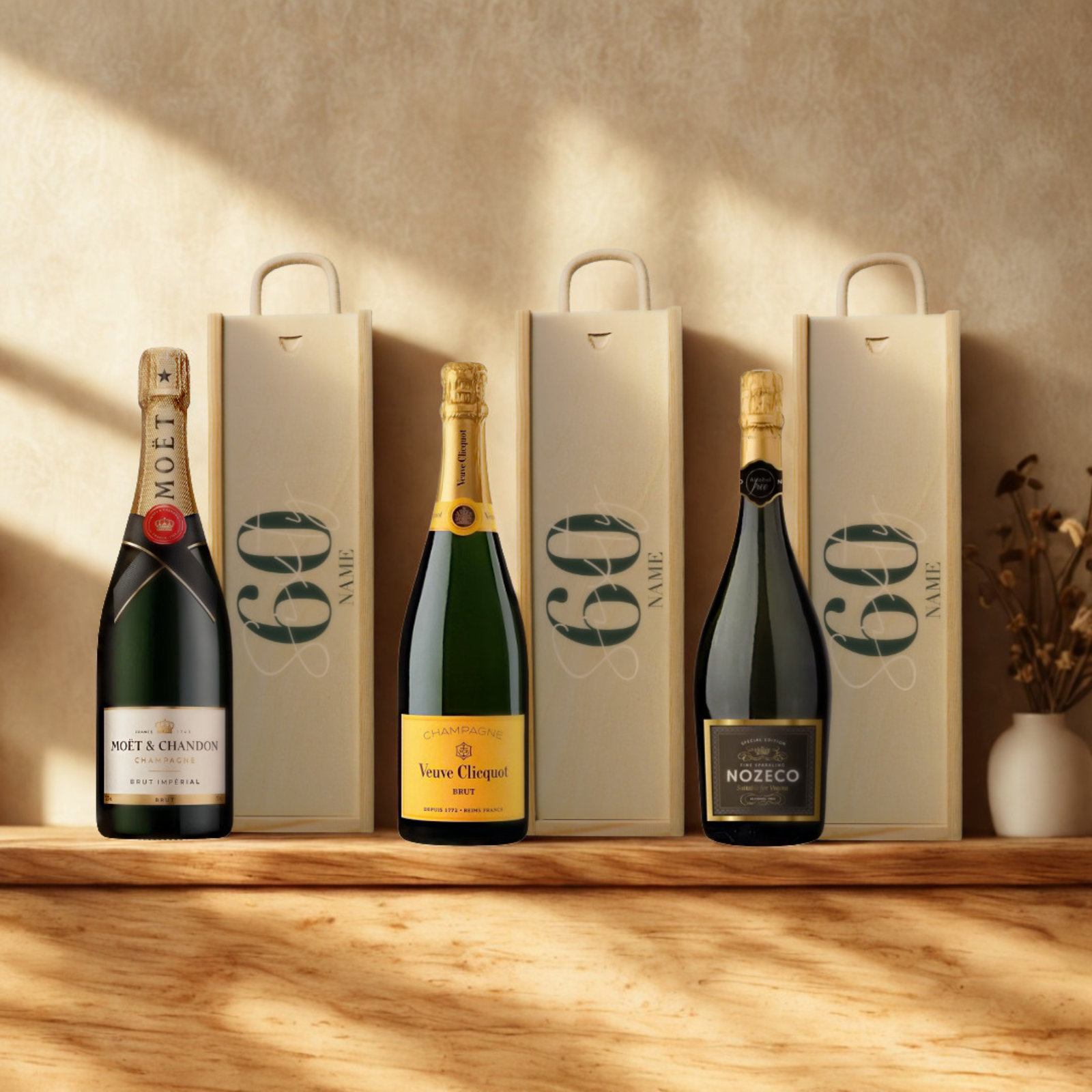 Personalised 60th Birthday Champagne Gift Set – 75cl Luxury Champagne with Personalised Lid