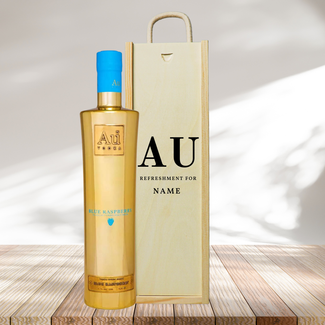 Blue Raspberry Gifts Personalised AU Blue Rasberry Gift Set In Wooden Box - 40% ABV (70cl ...