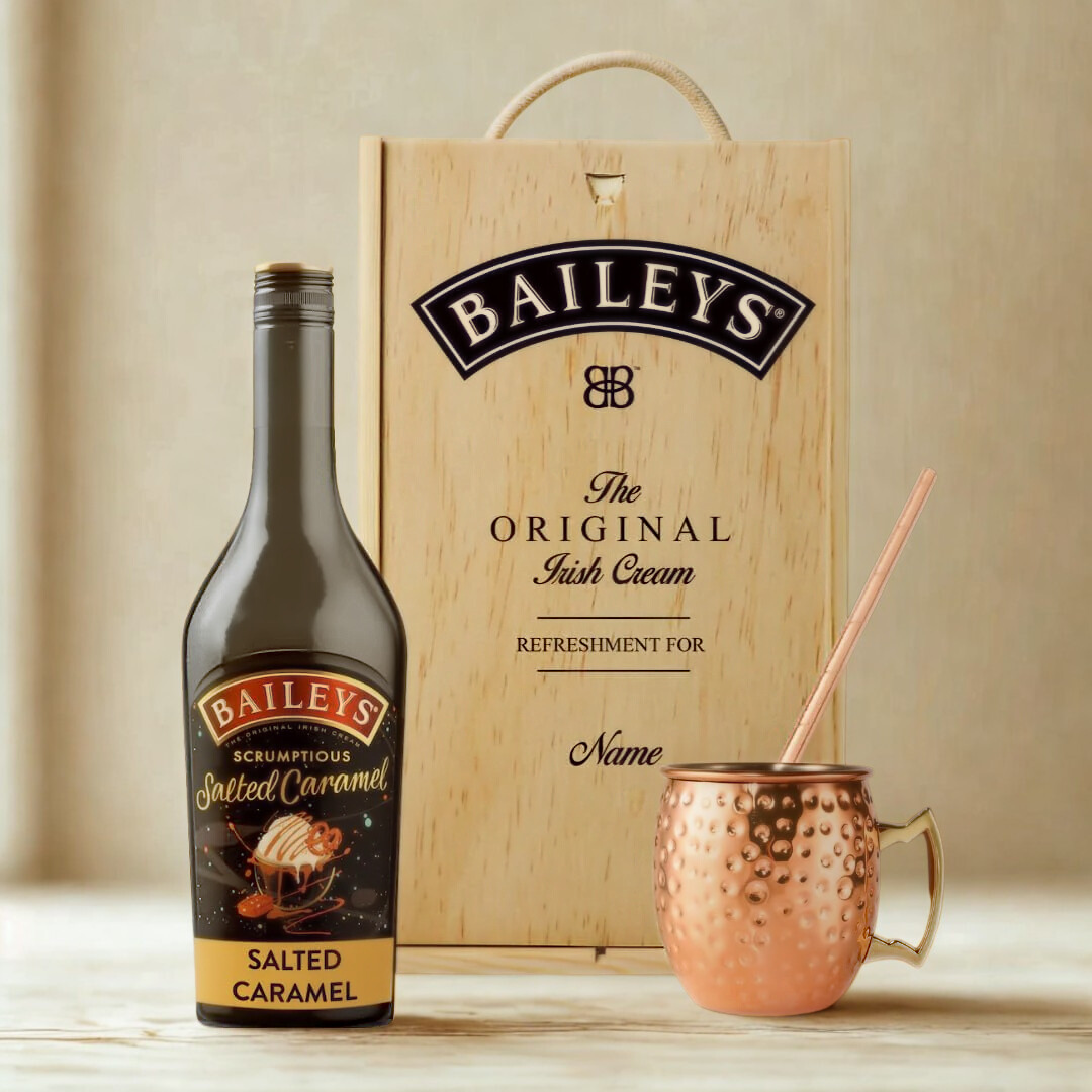 Personalised Baileys Salted Caramel Irish Cream Liqueur Gift Set with Copper Mug - 70cl