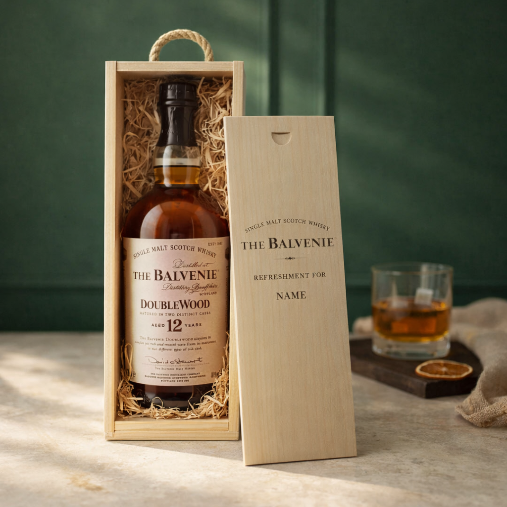 Personalised Balvenie Whisky Gift Set in Wooden Box - 40% ABV