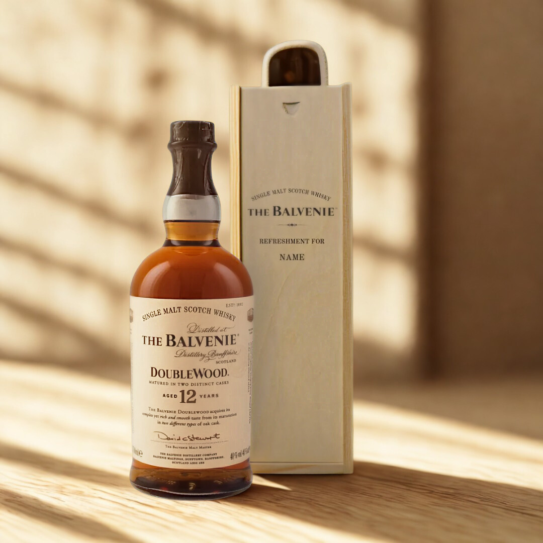 Personalised Balvenie Whisky Gift Set in Wooden Box - 40% ABV (70cl)