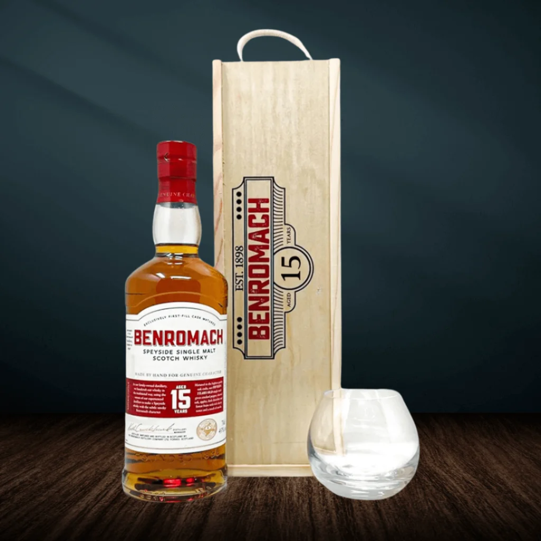 Personalised Benromach 15 Year Single Malt Scotch Whisky Gift Set - 70cl - BEERHUNTER