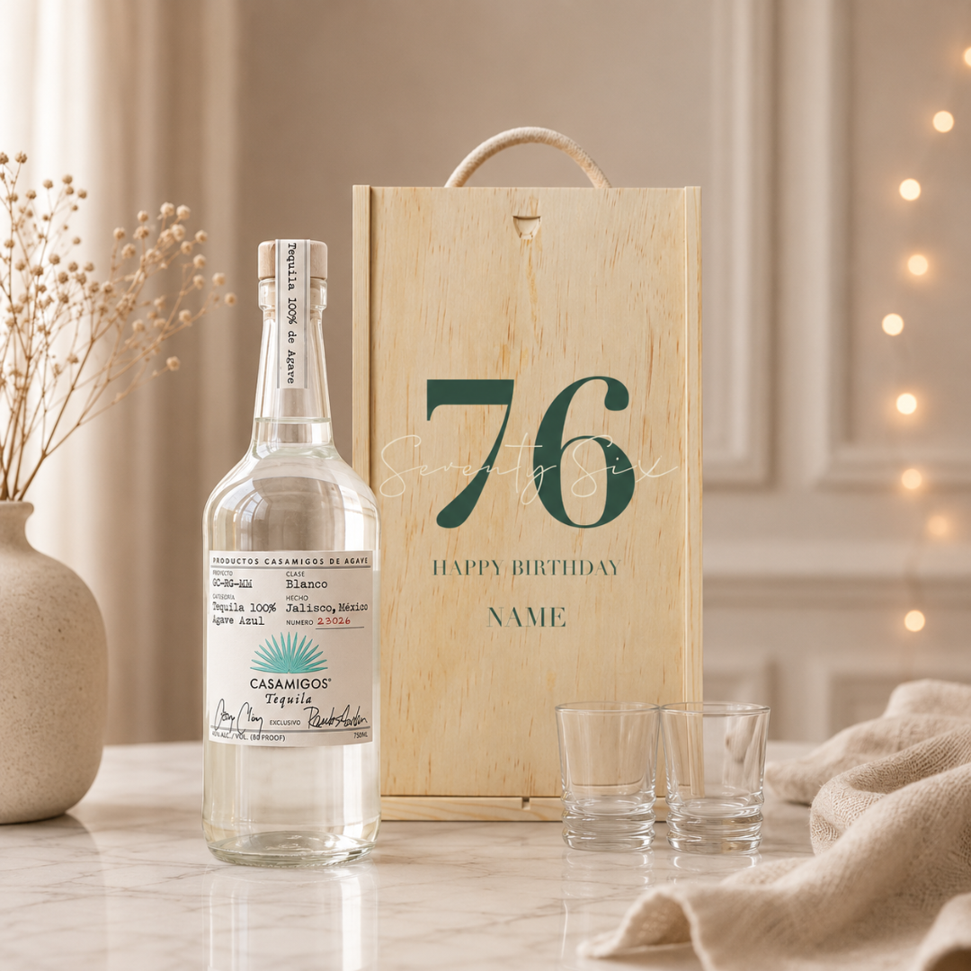 Personalised Birthday Tequila Gift Set with Shot Glasses &amp; Personalised Lid – 70cl