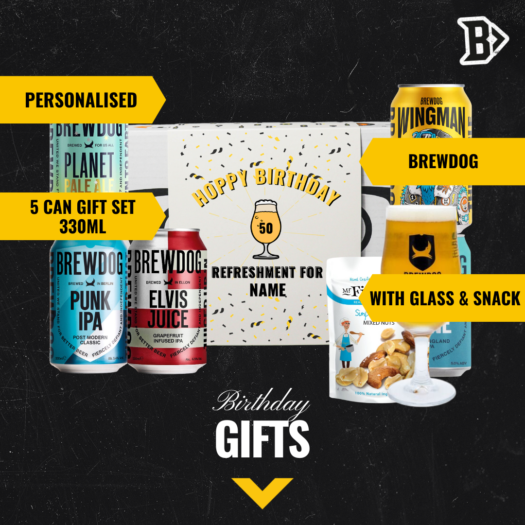 Personalised Brewdog Birthday Craft Beer Gift Set - IPA, Pale Ale &amp; Lager (5 x 330ml) - BEERHUNTER