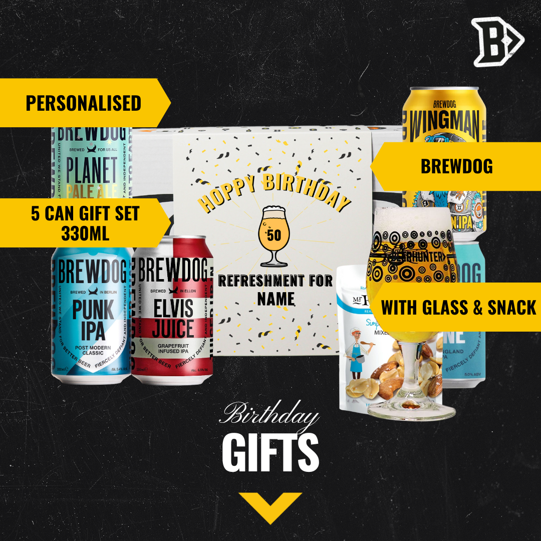 Personalised Brewdog Birthday Craft Beer Gift Set - IPA, Pale Ale &amp; Lager (5 x 330ml)