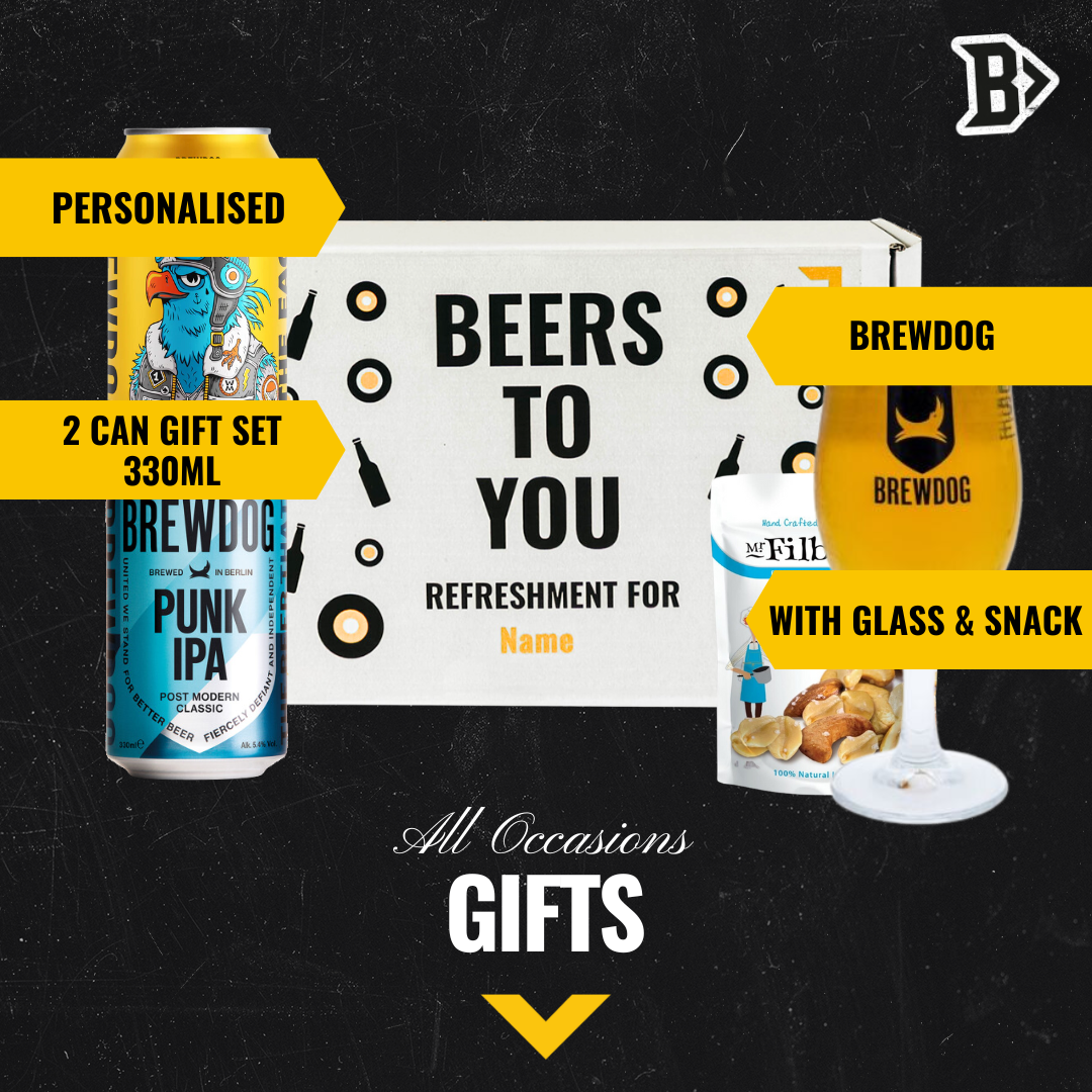 Personalised Brewdog Craft Beer Gift Set with Brewdog Glass ( 2 Pack) - BEERHUNTER