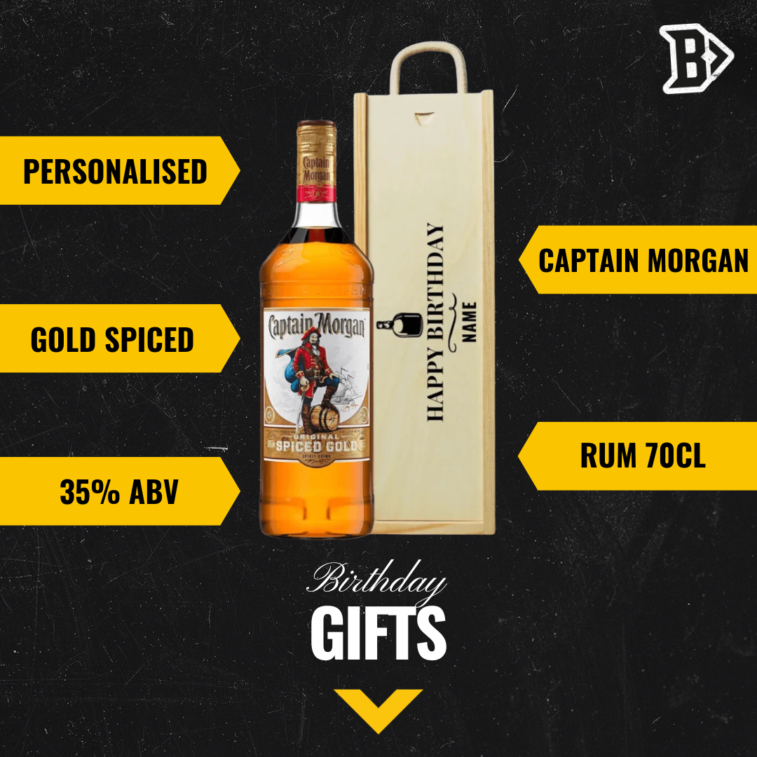 Personalised Captain Morgan Spiced Rum Happy Birthday Gift Set - BEERHUNTER