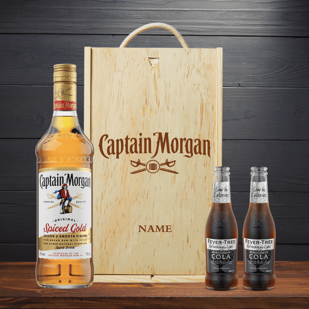 Personalised Captain Morgans Spiced Rum Gift Set with Fever Tree Cola - BEERHUNTER