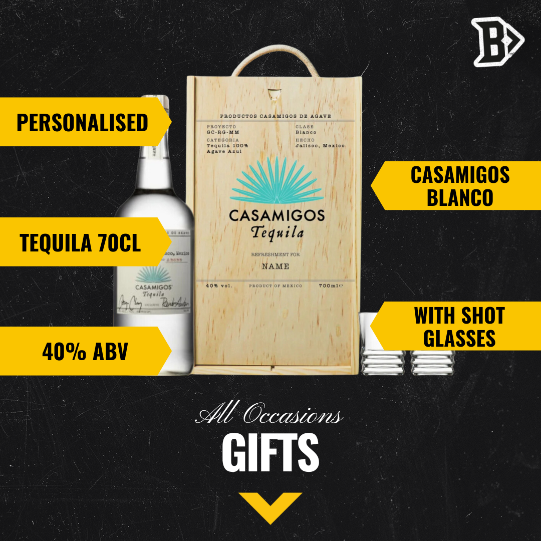 Personalised Casamigos Blanco Tequila Gift Set with Shot Glasses - 70cl (40% ABV) - BEERHUNTER