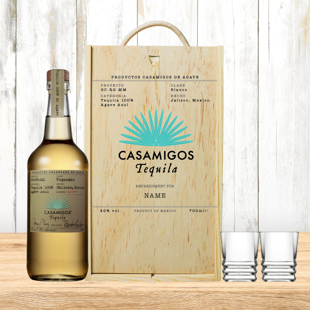 Personalised Casamigos Reposado Tequila Gift Set Shot Glasses - 70cl (40% ABV) - BEERHUNTER