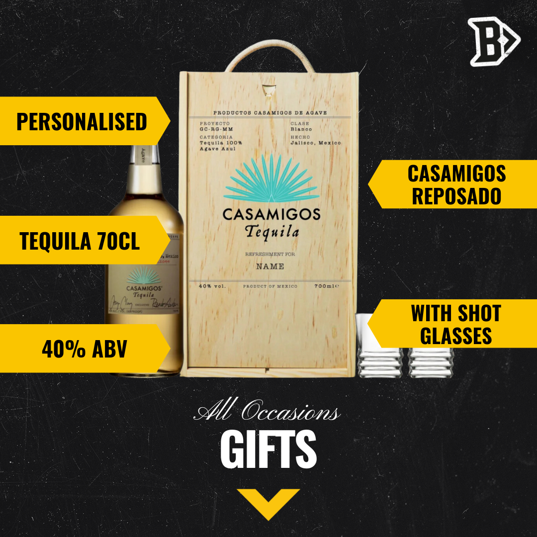 Personalised Casamigos Reposado Tequila Gift Set Shot Glasses - 70cl (40% ABV) - BEERHUNTER