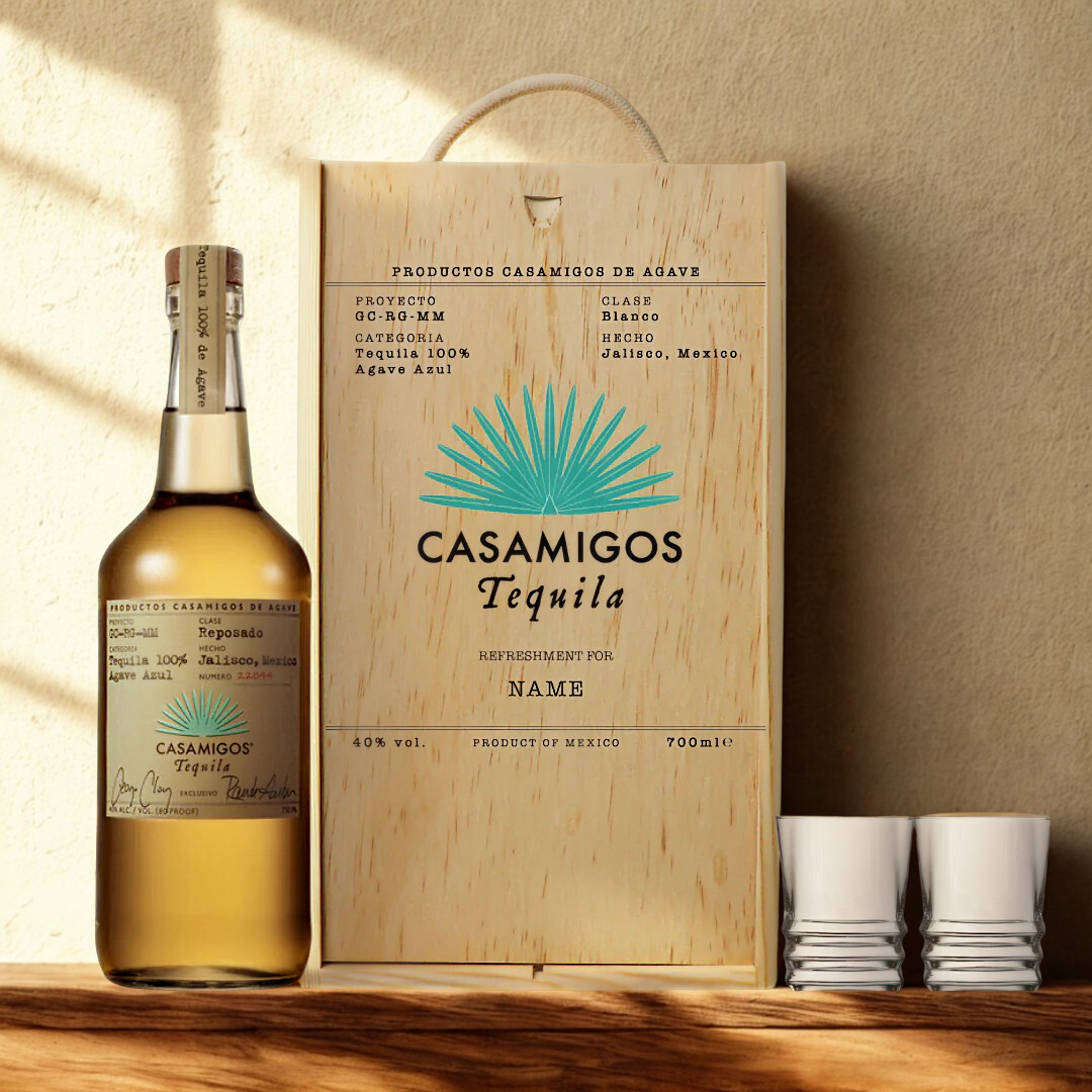 Personalised Casamigos Reposado Tequila Gift Set Shot Glasses - 70cl (40% ABV)