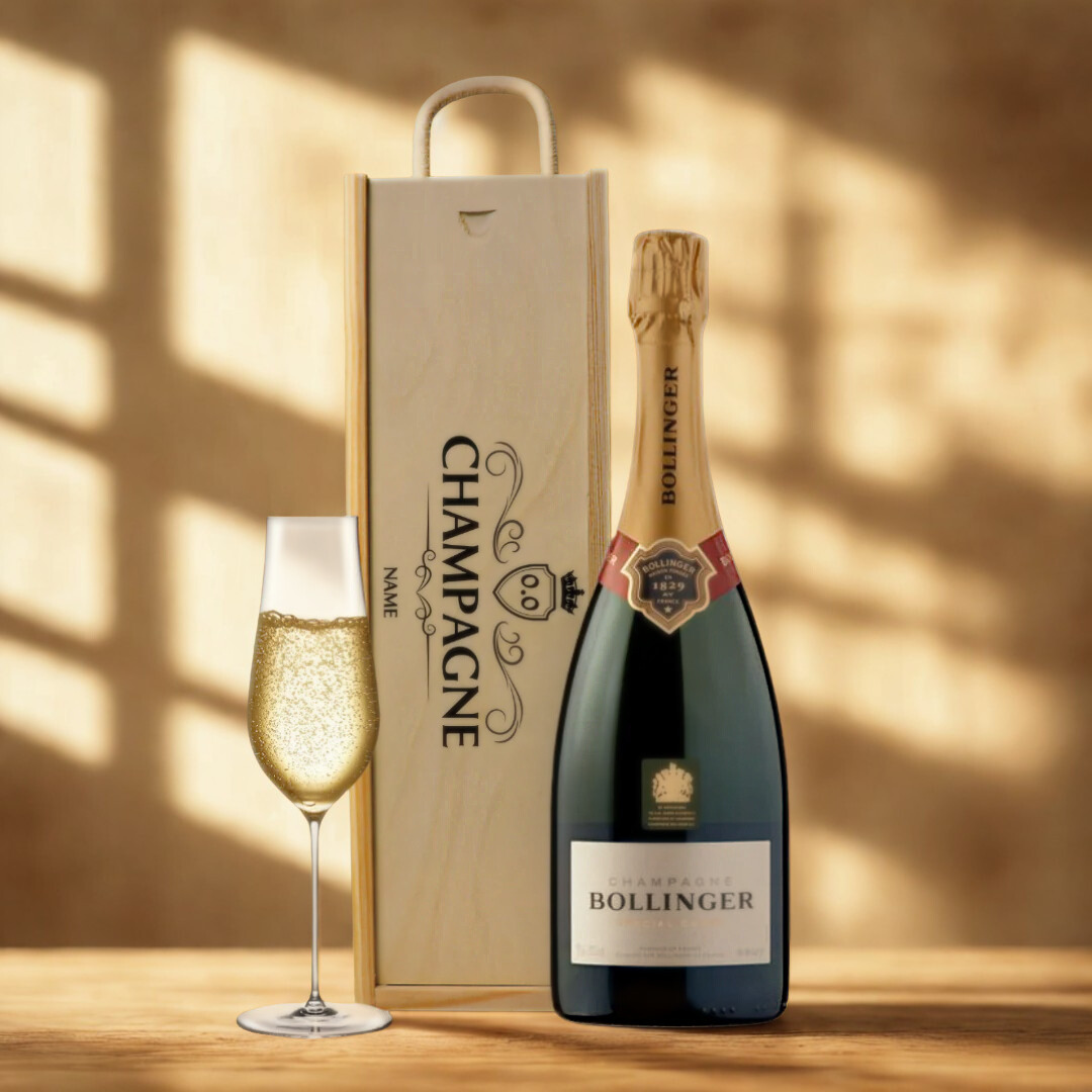 Personalised Moet & Chandon Champagne Gift Set in Wooden Presentation Gift Box - 75cl