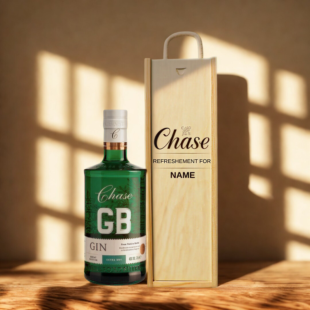 Personalised Chase GB Gin Gift Set in Wooden Box – 70cl (40% ABV)
