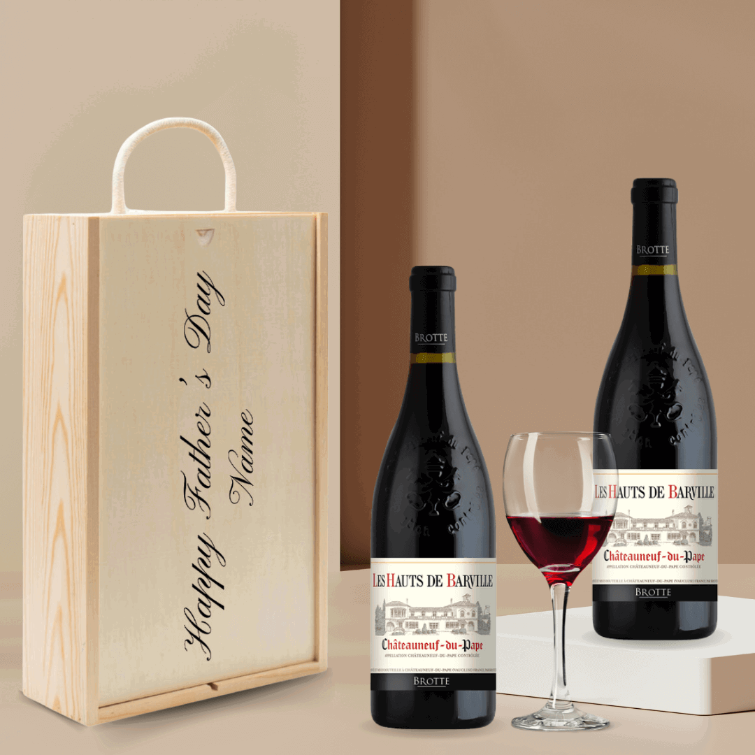 Personalised Chateauneuf Du Pape Red Wine Gift Set (2 x 75cl) - BEERHUNTER