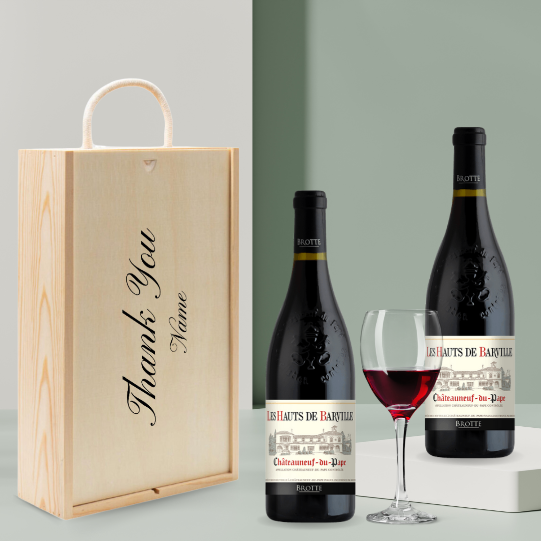 Personalised Chateauneuf Du Pape Red Wine Gift Set (2 x 75cl) - BEERHUNTER