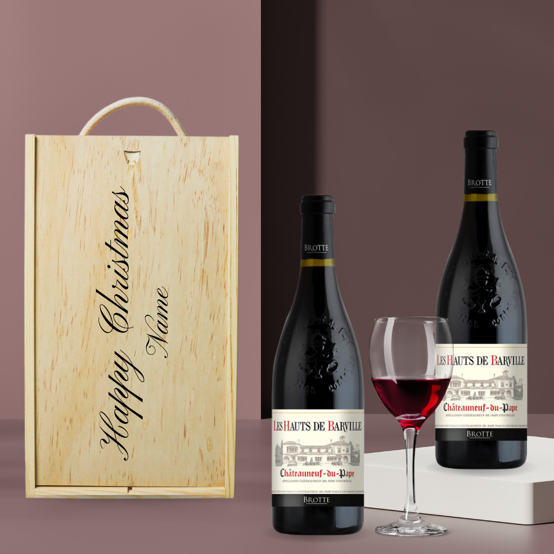 Personalised Chateauneuf Du Pape Red Wine Gift Set (2 x 75cl) - BEERHUNTER
