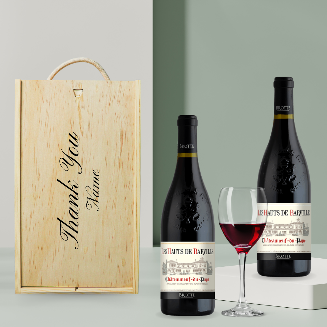 Personalised Chateauneuf Du Pape Red Wine Gift Set (2 x 75cl) - BEERHUNTER