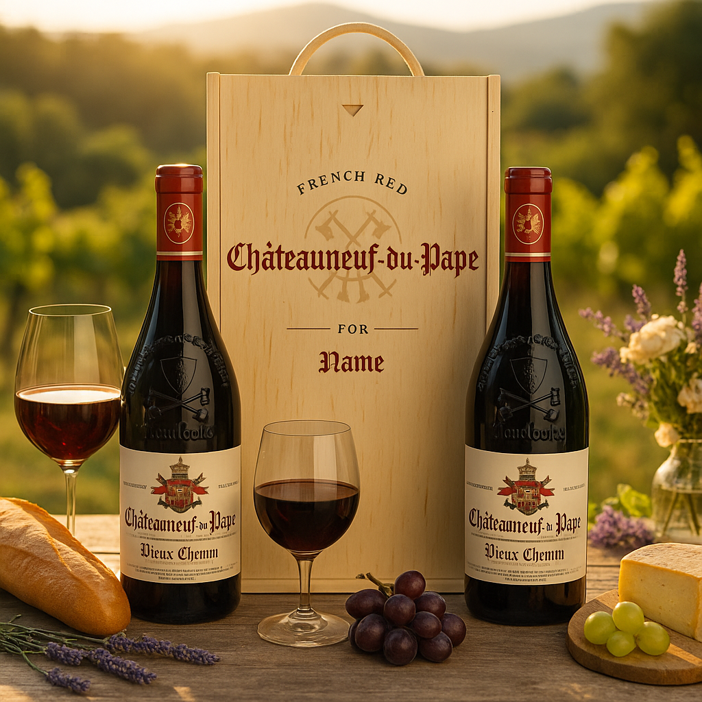 Personalised Chateauneuf Du Pape Red Wine Gift Set (2 x 75cl) - BEERHUNTER