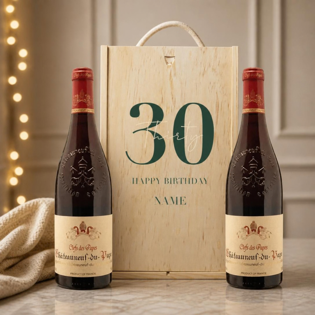 Personalised Chateauneuf Du Pape Red Wine Happy Birthday Gift Set