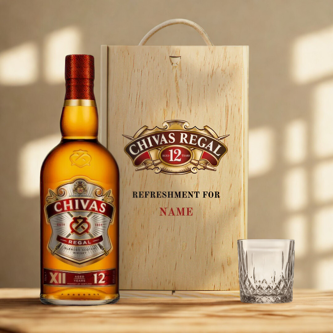 Personalised Chivas Regal 12 Year Scotch Whiskey Gift Set in Personalised Chivas Regal 12 Year Scotch Whiskey Gift Set in