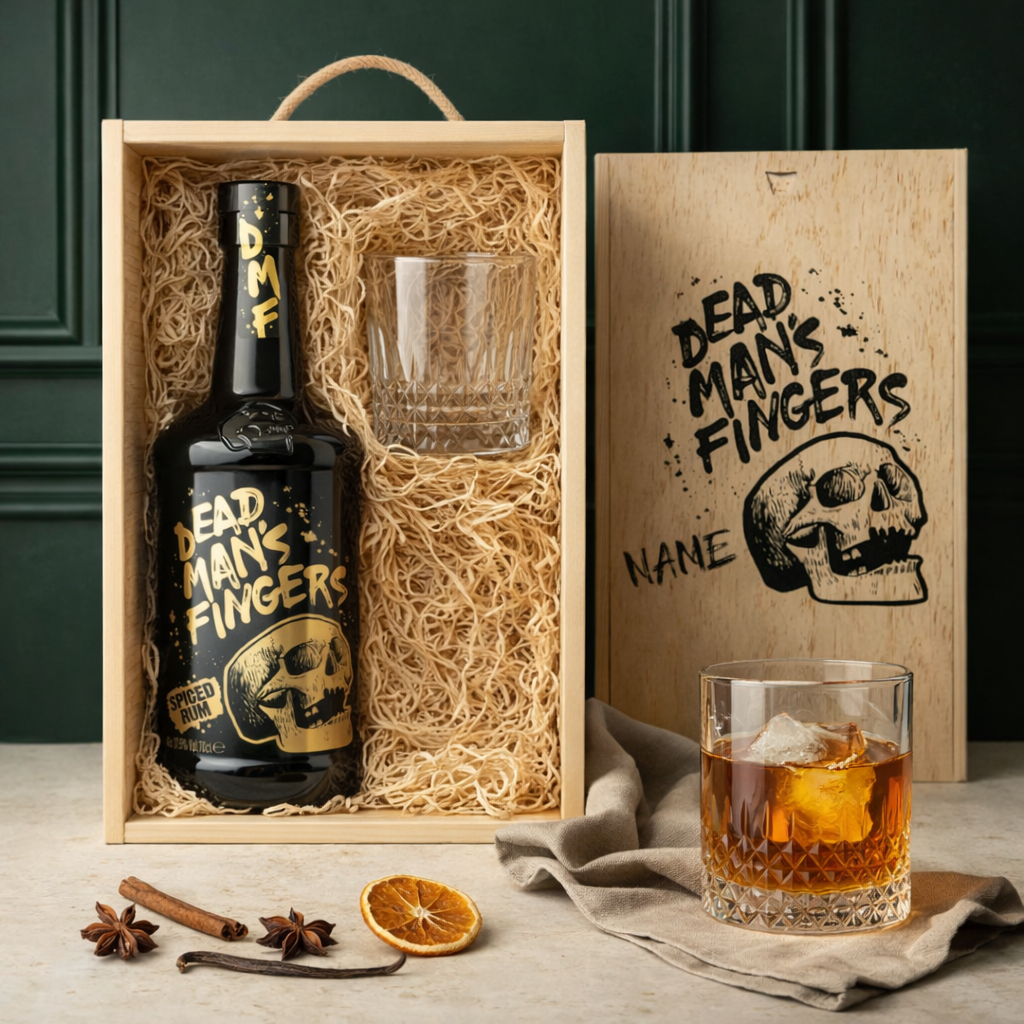 Personalised Dead Man's Fingers Spiced Rum Gift Set with Glass - 70cl