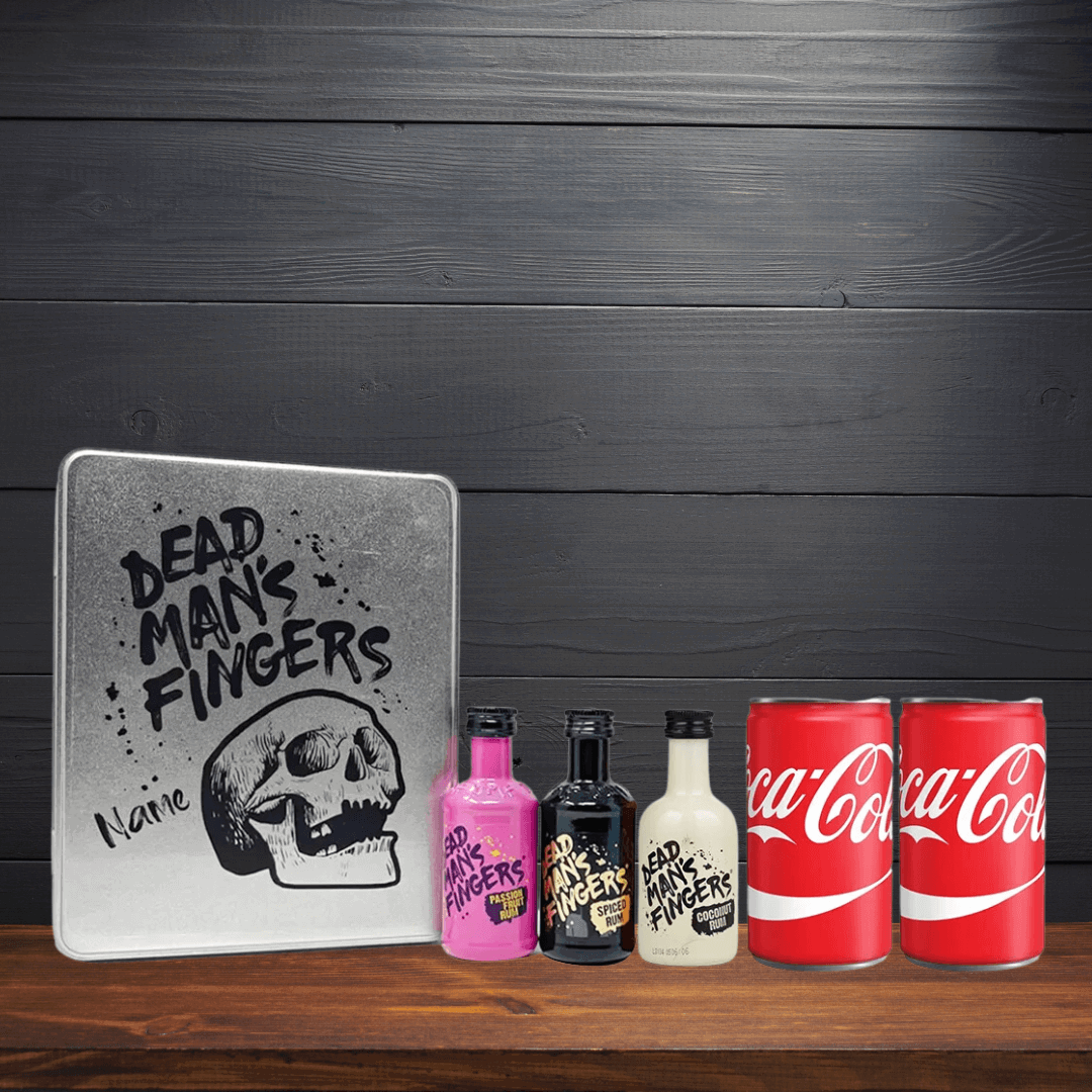 Personalised Dead Man&#39;s Fingers Spiced Rum Tin Gift Set with Coca Cola - BEERHUNTER