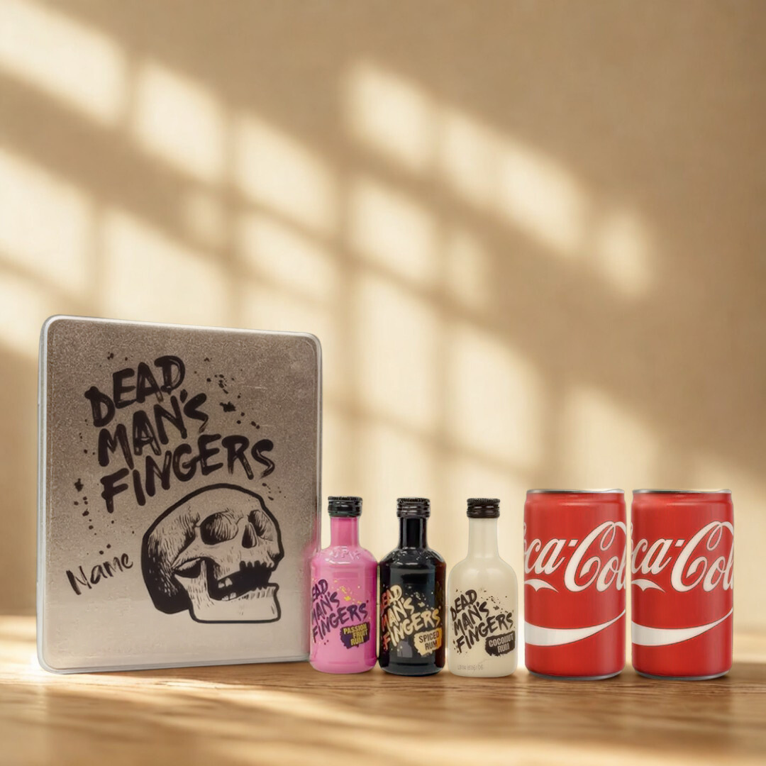 Personalised Dead Man's Fingers Spiced Rum Tin Gift Set with Cola