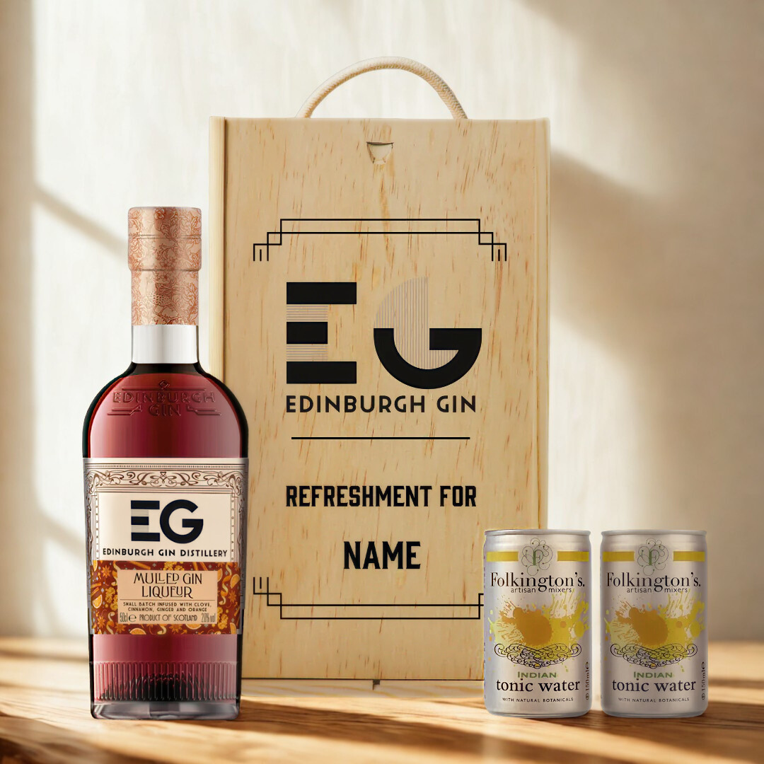 Personalised Edinburgh Mulled Gin Liqueur Gift Set
