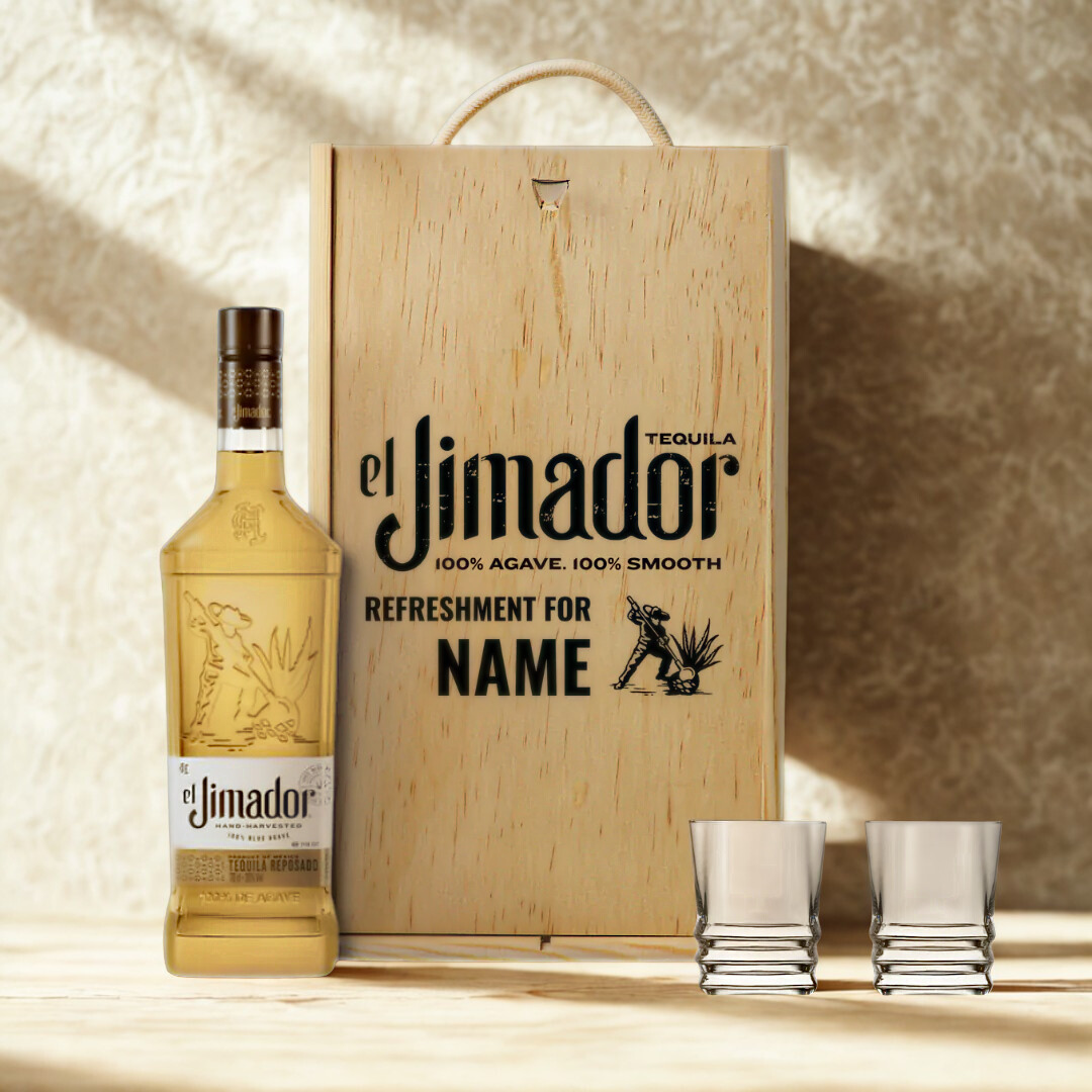 Personalised El Jimador Tequila Gift Set with Shot Glasses – 70cl (38% ABV)
