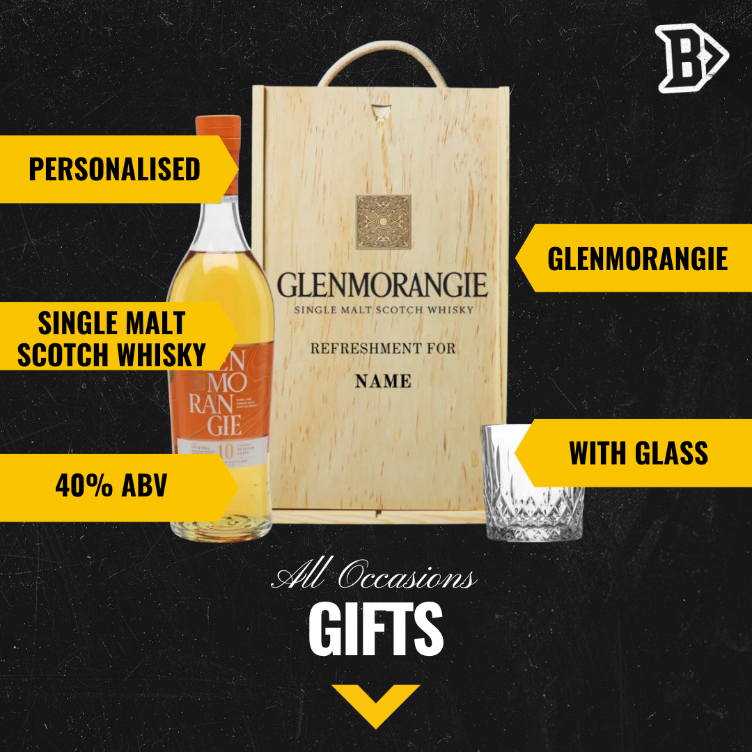 Personalised Glenmorangie Single Scotch Whiskey Gift Set with Glass - 40% ABV (70cl) - BEERHUNTER
