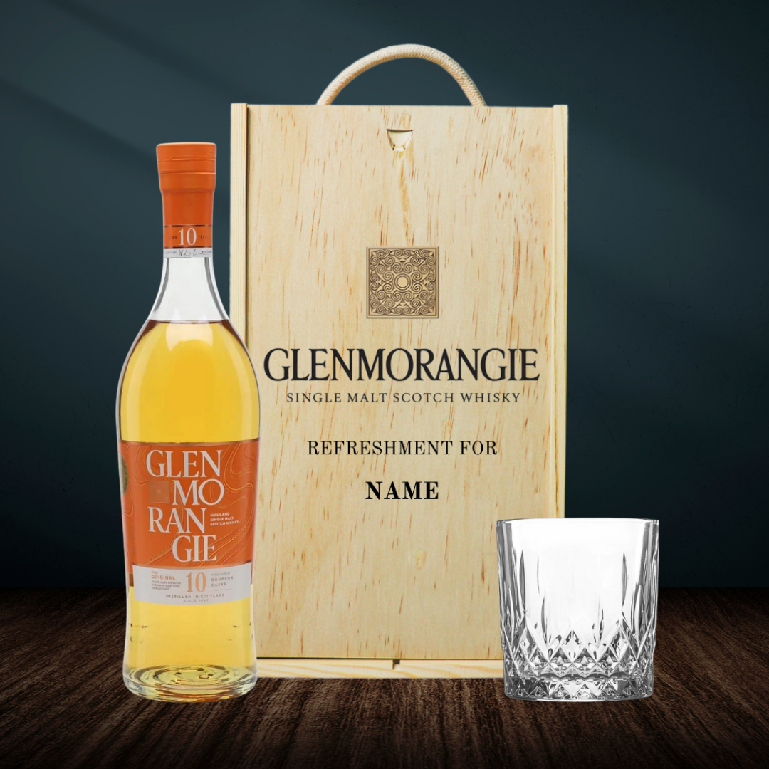 Personalised Glenmorangie Single Scotch Whiskey Gift Set with Glass - 40% ABV (70cl) - BEERHUNTER