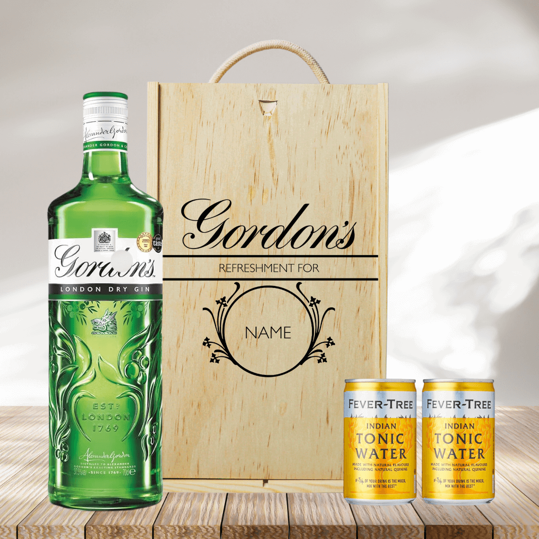 Personalised Gordons London Dry Gin Gift Set with Fever-Tree Tonics (70cl) - BEERHUNTER