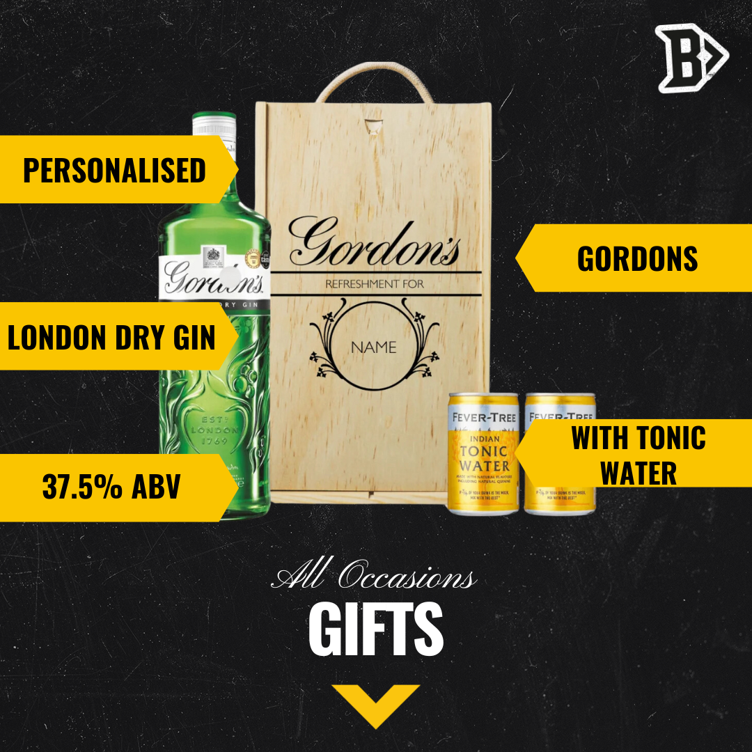 Personalised Gordons London Dry Gin Gift Set with Fever-Tree Tonics (70cl) - BEERHUNTER