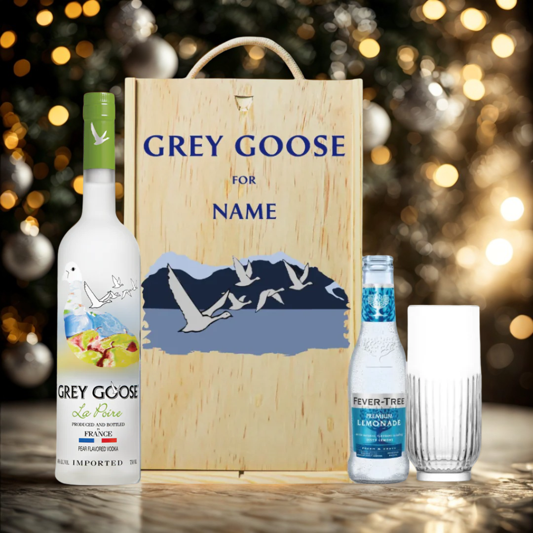 Personalised Grey Goose La Poire Pear Vodka Gift Set with Lemonade &amp; Rocks Glass (70cl)