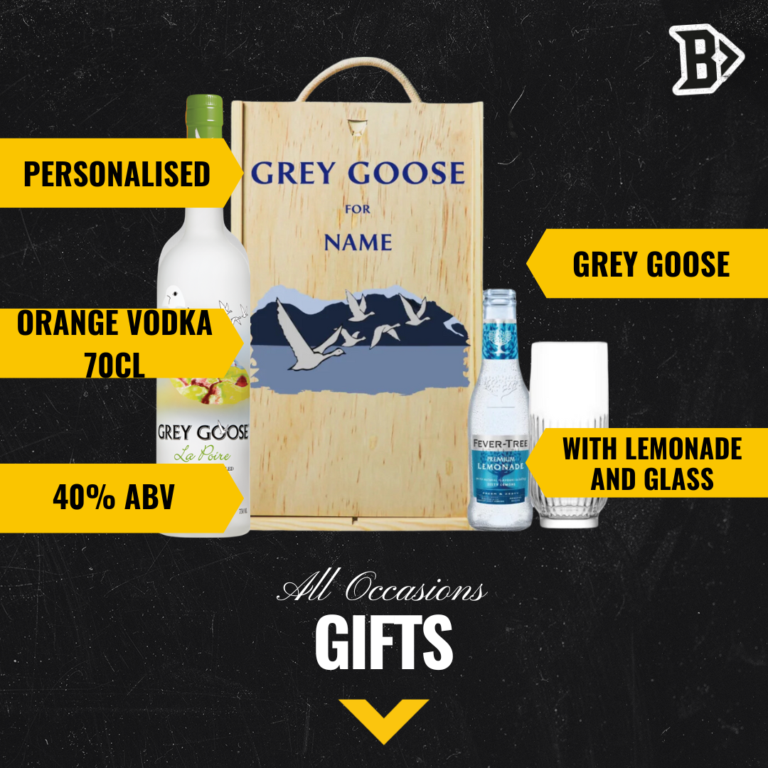 Personalised Grey Goose La Poire Pear Vodka Gift Set with Lemonade & Rocks Glass (70cl) - BEERHUNTER