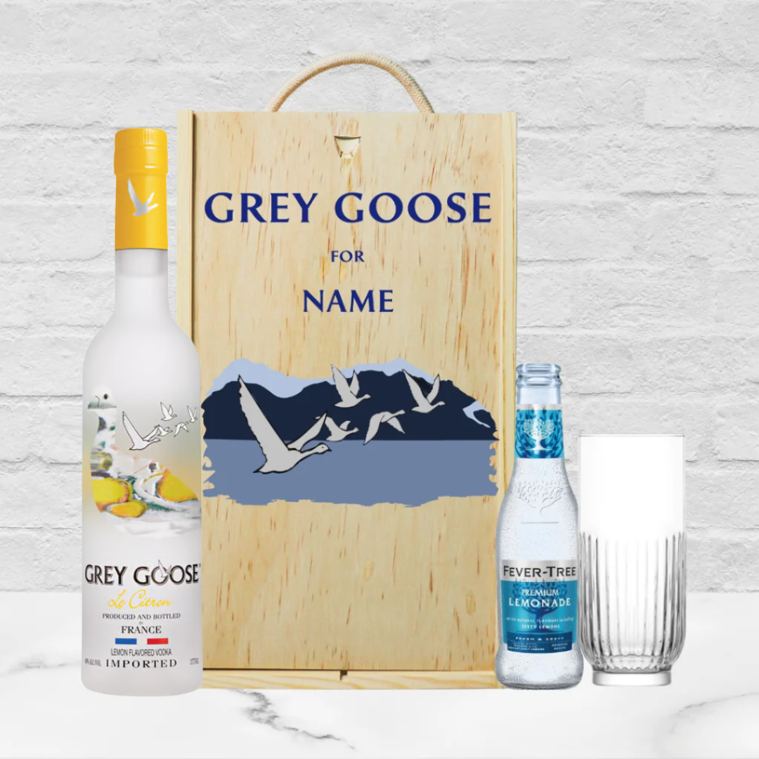 Personalised Grey Goose Le Citron Lemon Vodka Gift Set with Lemonade & Rocks Glass (70cl) - BEERHUNTER
