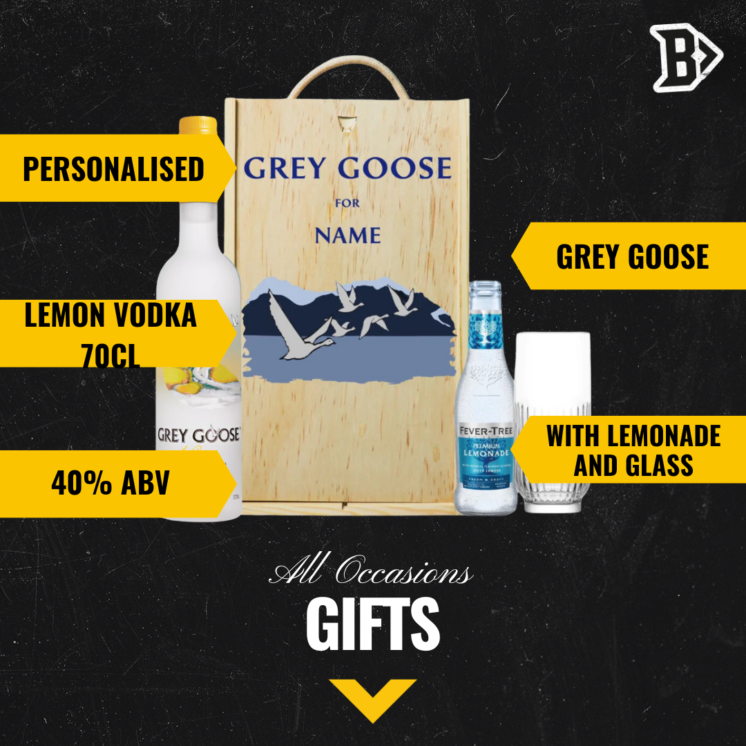 Personalised Grey Goose Le Citron Lemon Vodka Gift Set with Lemonade & Rocks Glass (70cl) - BEERHUNTER