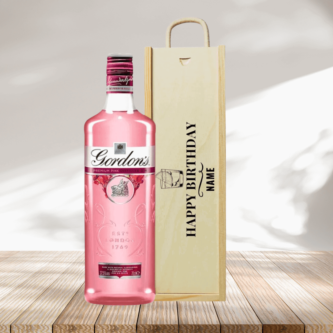 Personalised Happy Birthday Gordon&#39;s Pink Gin Gift Box - BEERHUNTER