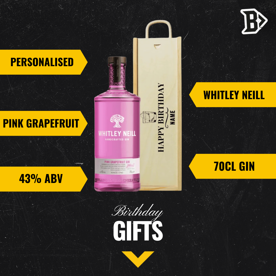 Personalised Happy Birthday Whitley Neill Pink Grapefruit Gin Gift Box - BEERHUNTER