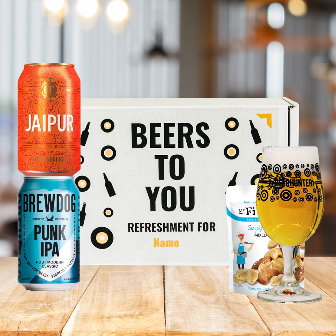 Personalised IPA Craft Beer Birthday Gift Box with Branded Glass - Brewdog, Thornbridge - BEERHUNTER