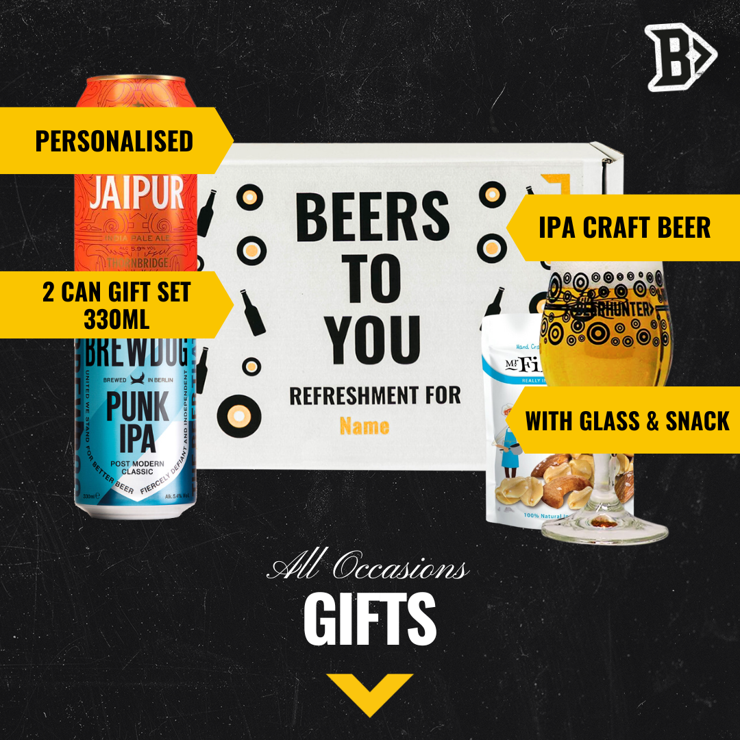 Personalised IPA Craft Beer Birthday Gift Box with Branded Glass - Brewdog, Thornbridge - BEERHUNTER