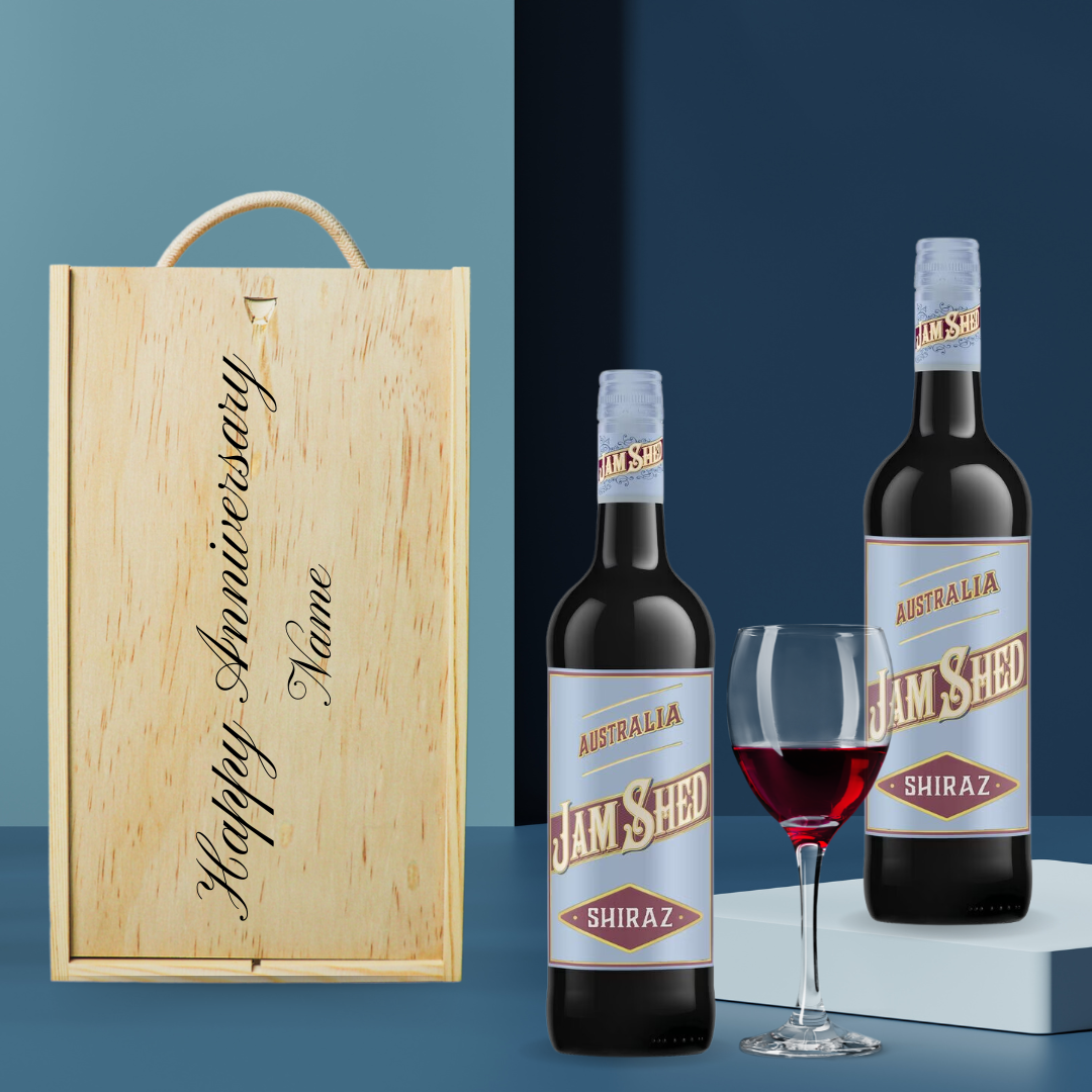 Personalised Jam Shed Red Wine Gift Set - (2 x 75cl) - BEERHUNTER