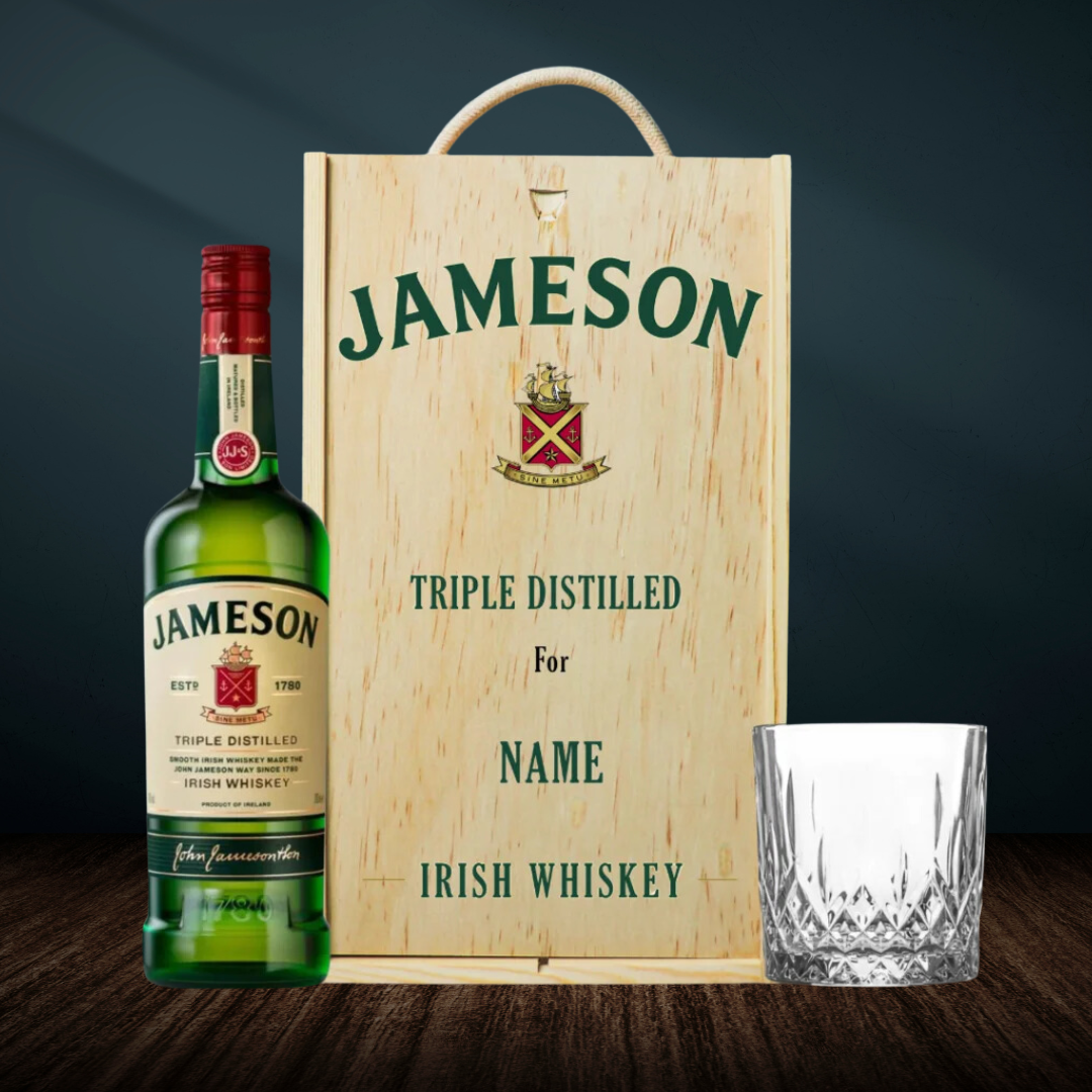 Personalised Jameson Triple Distilled Irish Whiskey Gift Set with Glass - BEERHUNTER