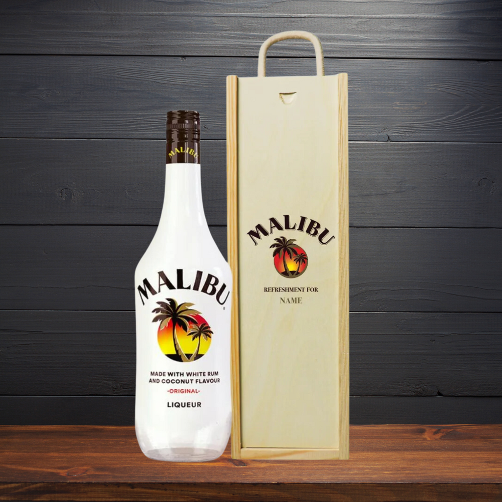Personalised Malibu Original Coconut White Rum Gift Set 70cl 21 AB BEERHUNTER