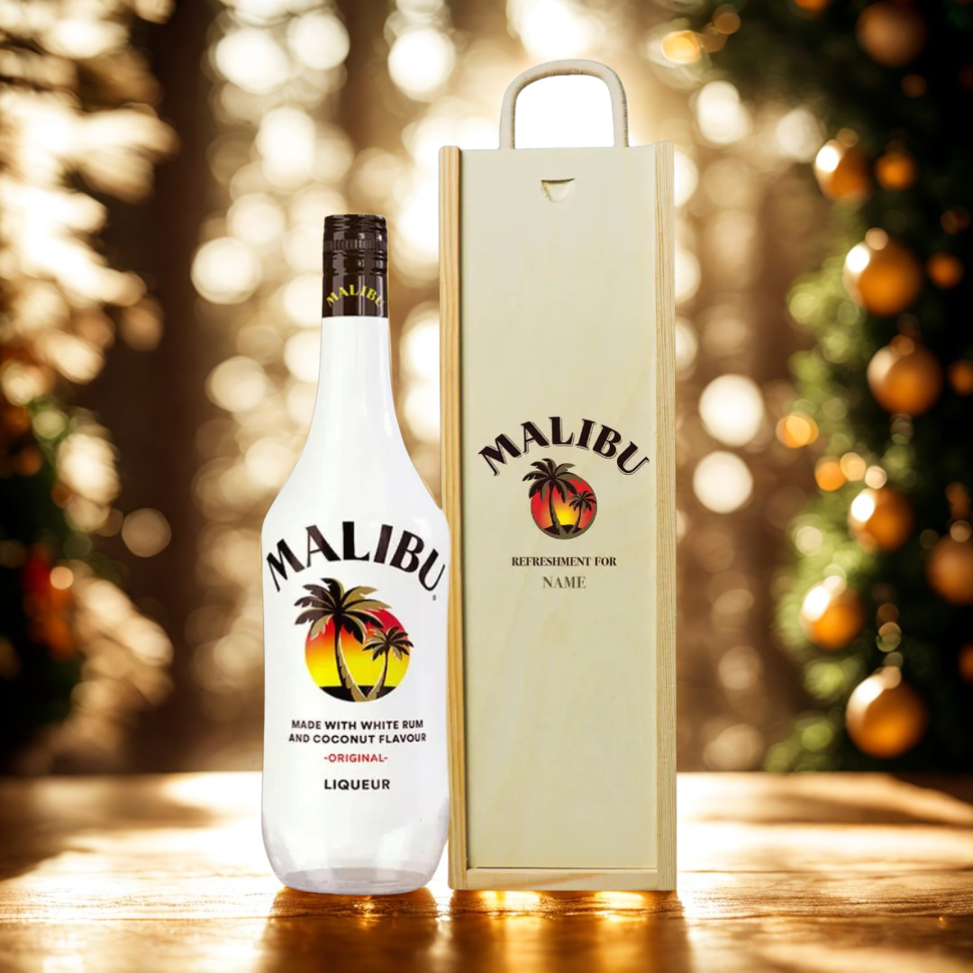 Personalised Malibu Original Coconut White Rum Gift Set - 70cl (21% ABV)