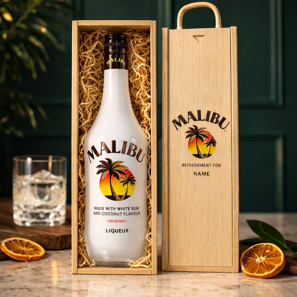 Personalised Malibu Original Coconut White Rum Gift Set - 70cl (21% ABV)