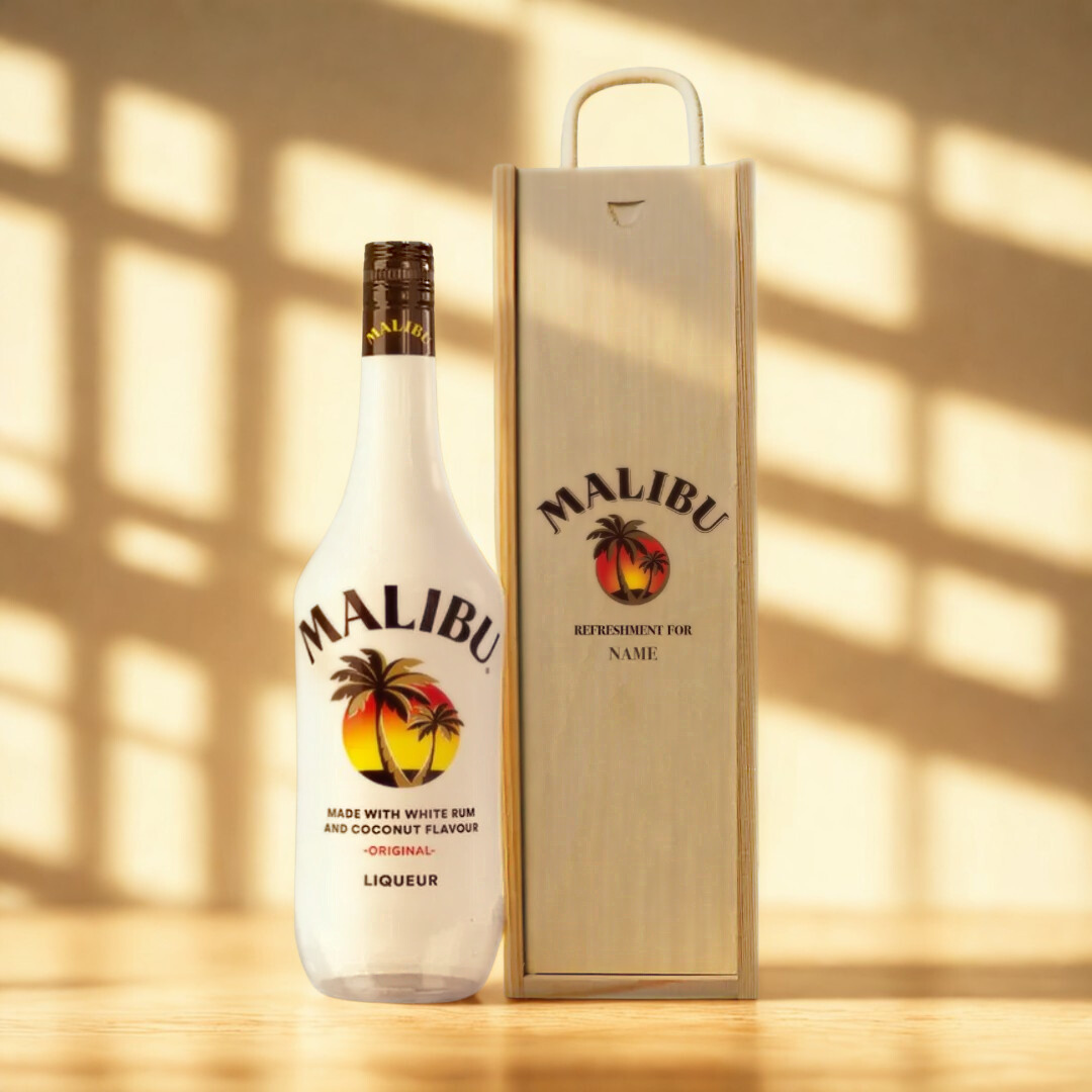 Personalised Malibu Original Coconut White Rum Gift Set - 70cl (21% ABV)